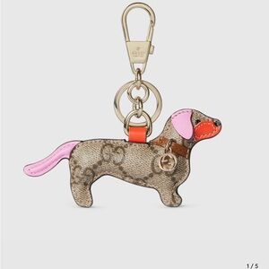 Gucci Tan and Pink Dog Keychain